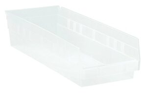 quantum storage systems qsb108cl 10-pack 4" hanging plastic shelf bin storage containers, 17-7/8" x 8-3/8" x 4" , clear