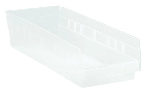 Quantum Storage Systems QSB108CL 10-Pack 4" Hanging Plastic Shelf Bin Storage Containers, 17-7/8" x 8-3/8" x 4" , Clear