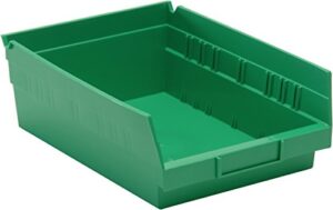 quantum storage systems qsb107gn 20-pack 4" hanging plastic shelf bin storage containers, 11-5/8" x 8-3/8" x 4" , green