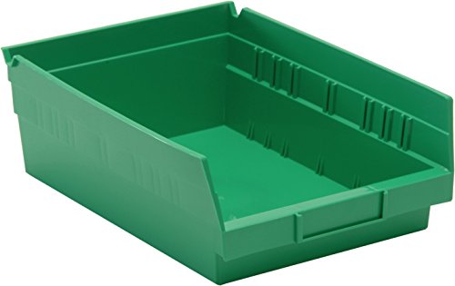 Quantum Storage Systems QSB107GN 20-Pack 4" Hanging Plastic Shelf Bin Storage Containers, 11-5/8" x 8-3/8" x 4" , Green