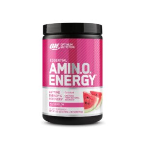 optimum nutrition amino energy - pre workout with green tea, bcaa, amino acids, keto friendly, green coffee extract, energy powder - watermelon, 30 servings (packaging may vary)