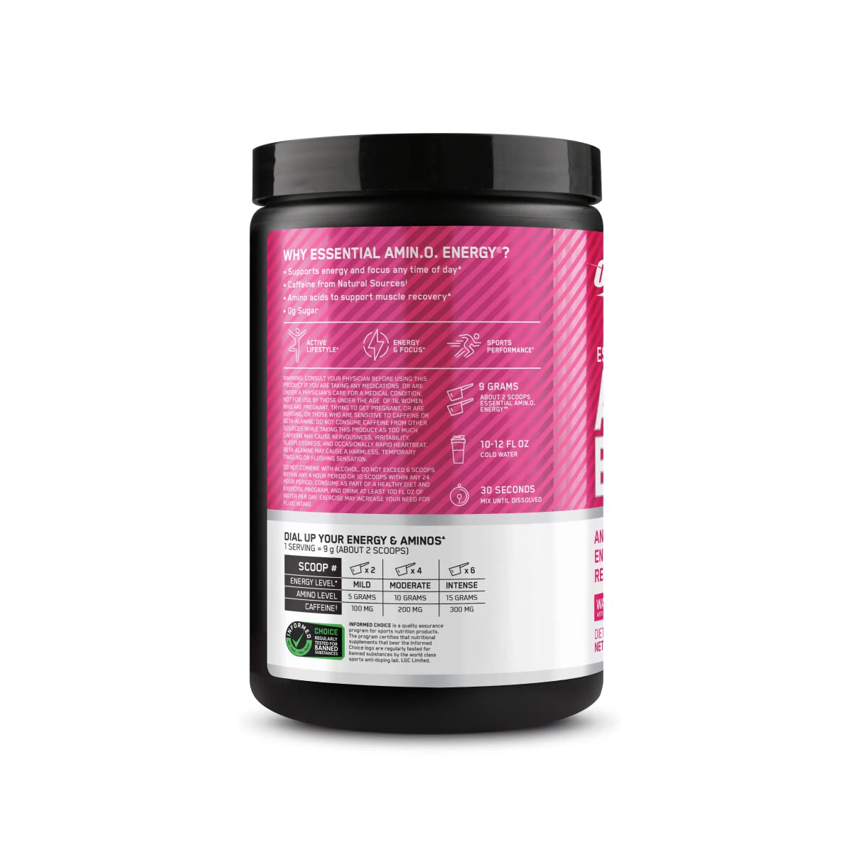 Optimum Nutrition Amino Energy - Pre Workout with Green Tea, BCAA, Amino Acids, Keto Friendly, Green Coffee Extract, Energy Powder - Watermelon, 30 Servings (Packaging May Vary)