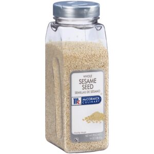 mccormick culinary whole sesame seed, 16 oz - one 16 ounce container of hulled whole white sesame seeds perfect for noodle dishes, sushi, stir-fries and coating for meat and fish