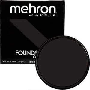 Mehron Makeup Foundation Greasepaint | Stage, Face Paint, Body Paint, Halloween Makeup 1.25 oz (38 g) (BLACK)