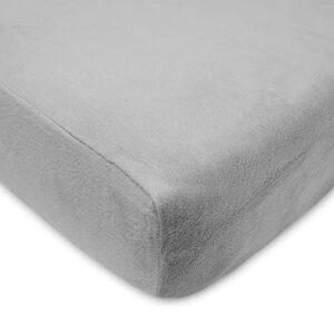 american baby company heavenly soft chenille fitted crib sheet 28" x 52", warm and cozy neutral chenille sheet, steel gray, for boys and girls, fits crib and toddler bed mattresses