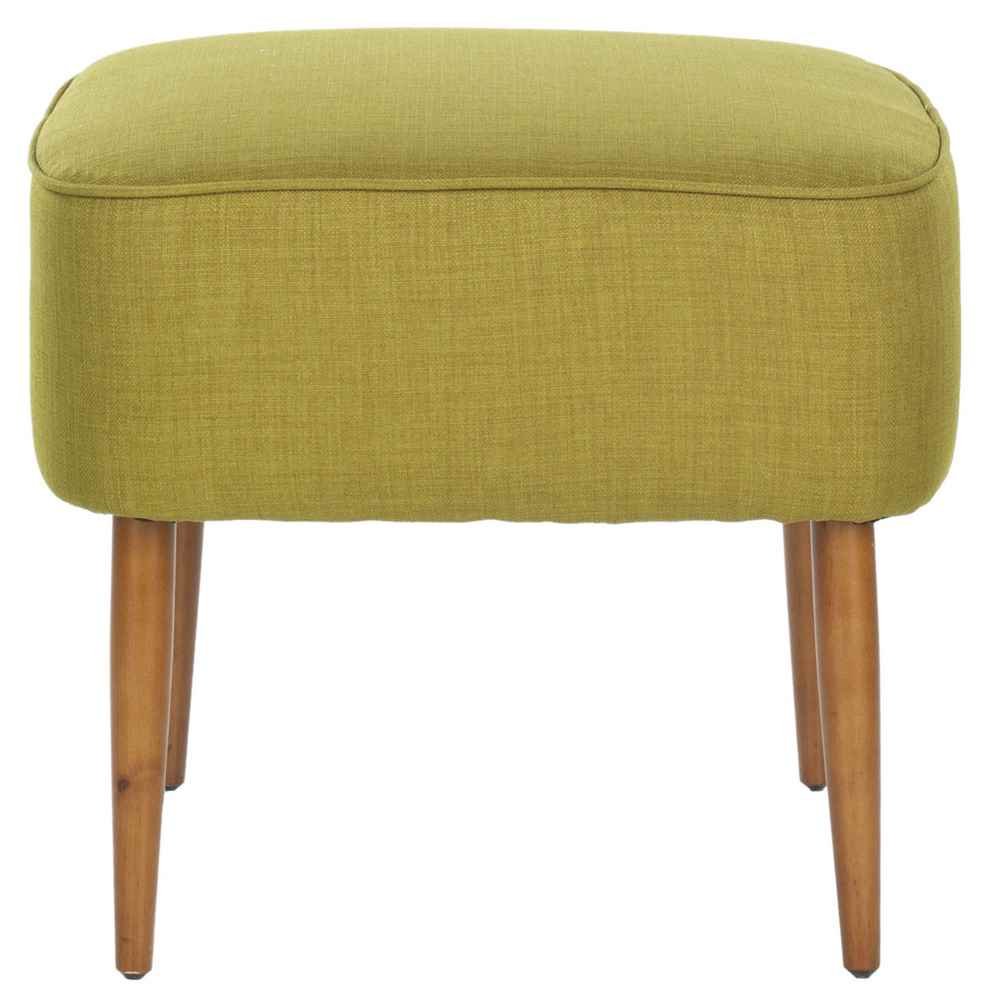 Safavieh Mercer Collection Clara Mid-Century Modern Green Retro Linen Ottoman