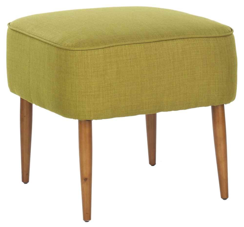 Safavieh Mercer Collection Clara Mid-Century Modern Green Retro Linen Ottoman