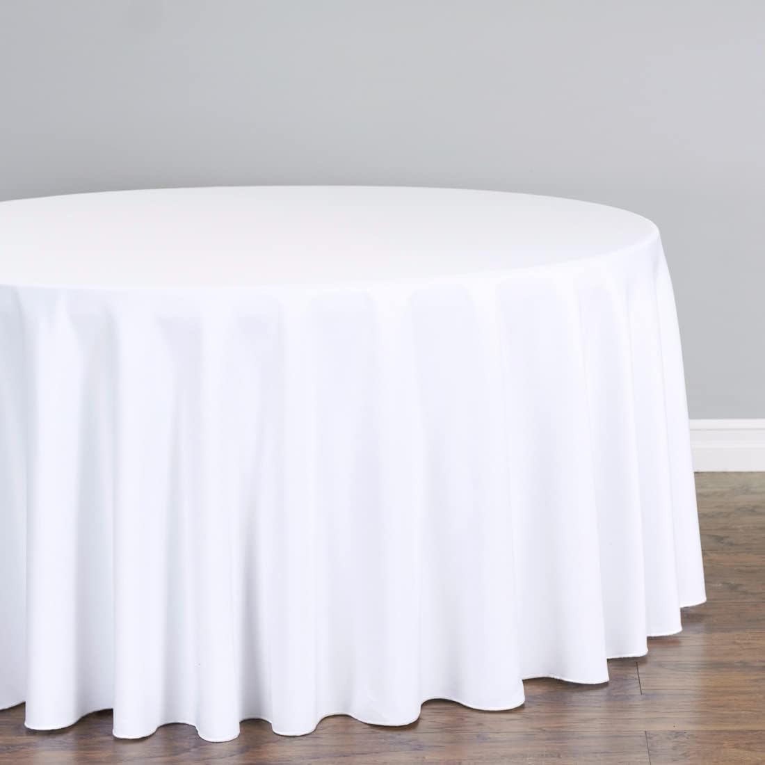 LTC LINENS 120 in Round Tablecloth for 60 Inch Round Table - White Round Table Cover - Washable, Wrinkle Resistant Polyester Fabric Cloth for Wedding, Party