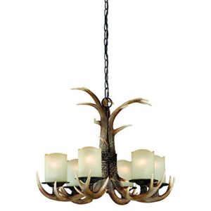 vaxcel yoho 6 light bronze rustic antler chandelier