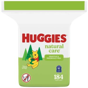 huggies natural care sensitive baby wipes, unscented, hypoallergenic, 99% purified water, 1 refill pack (184 wipes total)