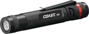 coast g19 54 lumen inspection beam led penlight with adjustable pocket clip and consistent edge-to-edge brightness, black