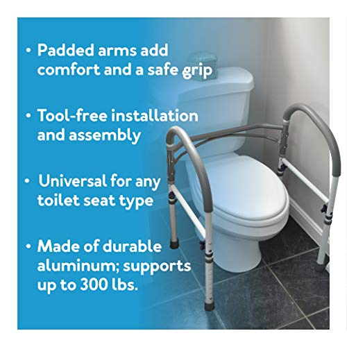 Carex Toilet Safety Rails - Toilet Handles for Elderly and Handicap Toilet Safety Rails, Toilet Safety Frame, Toilet Rails for Elderly and Toilet Bars for Elderly and Disabled