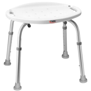 carex adjustable shower stool, shower chair for inside shower, bath and shower seat – aluminum bath seat - shower chair with handle, 300lb weight capacity