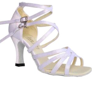 women's ballroom dance shoes tango wedding salsa dance shoes white satin 5008eb comfortable - very fine 2.5" heel 7.5 m us [bundle of 5]
