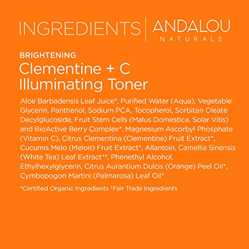 Andalou Naturals, Toner Facial Toner Helps Hydrate Balance Skin pH For Clear Bright Skin, Clementine Plus C, 6 Fl Oz