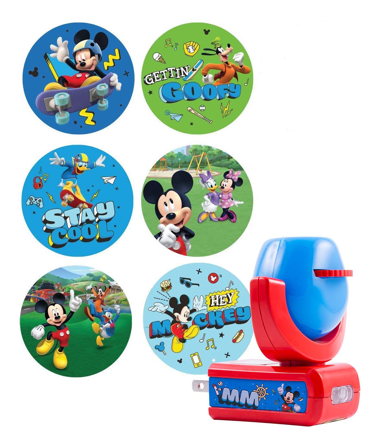 Projectables Disney Mickey and the Roadster Racers LED Kids Night Light, Projector, Plug-in, Dusk to Dawn Sensor, for Hallway, Bedroom, Nursery, Playroom, Gaming Room, 11739