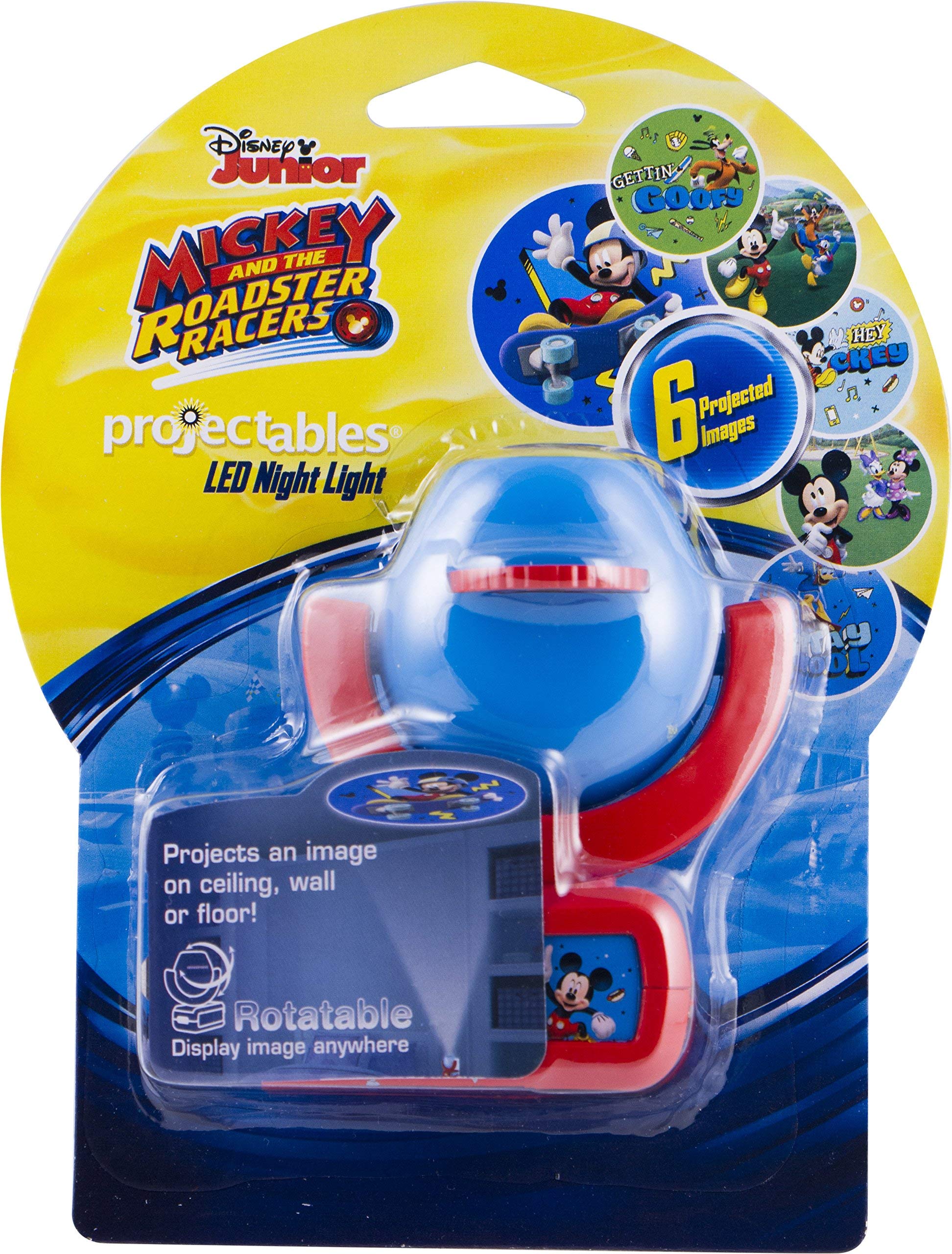 Projectables Disney Mickey and the Roadster Racers LED Kids Night Light, Projector, Plug-in, Dusk to Dawn Sensor, for Hallway, Bedroom, Nursery, Playroom, Gaming Room, 11739