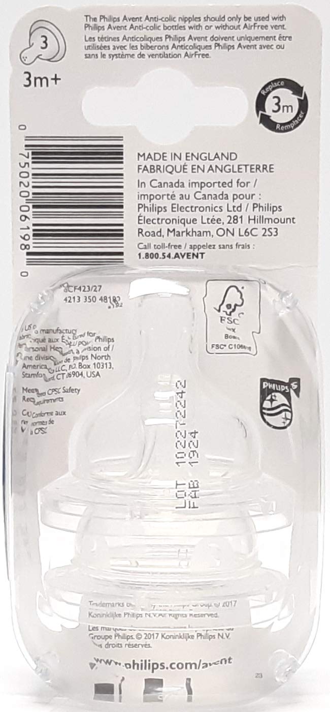 Philips Avent BPA-Free Medium Flow Nipple 2Ct - Pack of 3