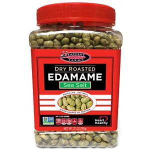 seapoint farms dry roasted edamame, sea salt, vegan, gluten-free, kosher, and non-gmo, crunchy snack for healthy snacking, 27oz. jar