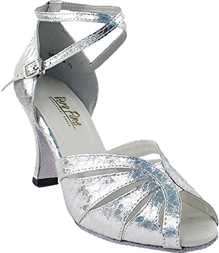 Women's Ballroom Dance Shoes Tango Wedding Salsa Dance Shoes Silver 2713EB Comfortable - Very Fine 2.5" Heel 8.5 M US [Bundle of 5]