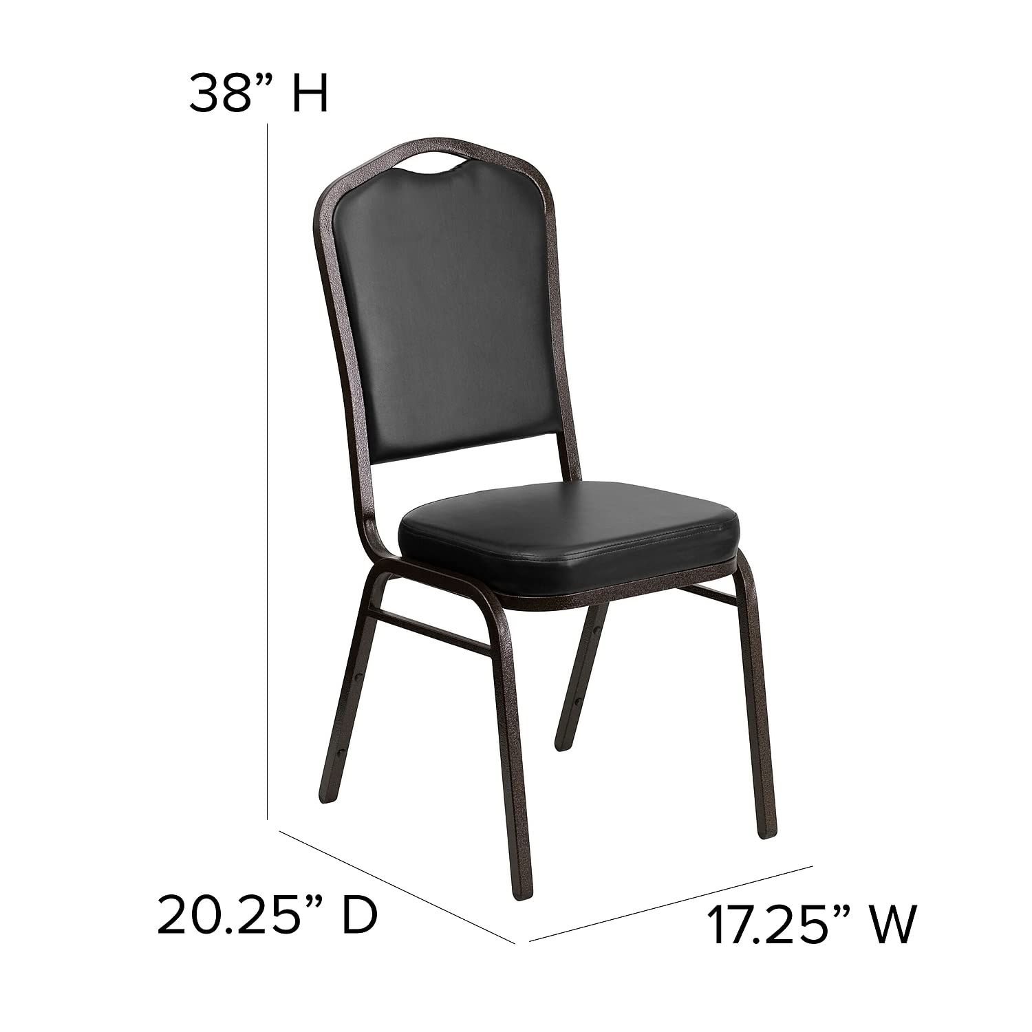 Flash Furniture HERCULES Series Crown Back Stacking Banquet Chair in Black Vinyl - Gold Vein Frame