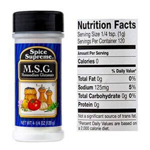 Spice Supreme M.S.G. Monosodium Glutamate, plastic shaker, 4.25-oz.