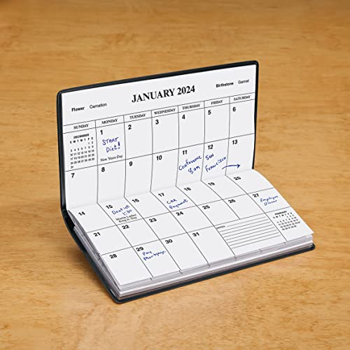 Black 2 Year Planner, 2023-2024 - Pocket Sized Calendar Ideal for Purses, Briefcases, or Backpacks – 6 ¾ inches x 3 5/8 inches