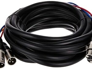 Monoprice 4-Channel XLR Male to XLR Female Snake Cable - 20 Feet - Black/Silver, Metal Connector Housings, Plastic and Rubber Cable Boots