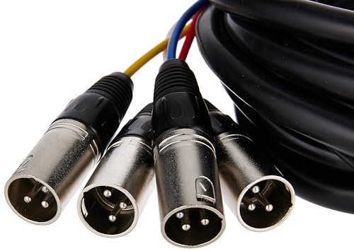 Monoprice 4-Channel XLR Male to XLR Female Snake Cable - 20 Feet - Black/Silver, Metal Connector Housings, Plastic and Rubber Cable Boots