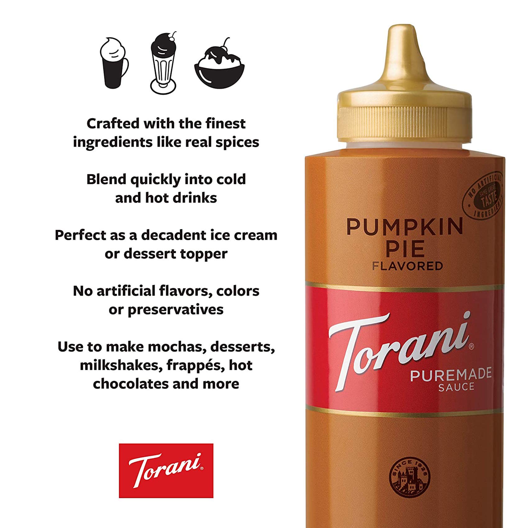 Torani Puremade Sauce, Pumpkin Pie, 16.5 Ounces