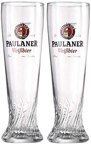 Paulaner Brewery Wheat Weißbier Signature Spiral Glass 0.5 L - Set of 2 Glasses