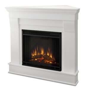 real flame 5950e chateau corner electric fireplace, small, white
