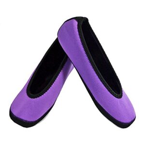 nufoot ballet flats women's shoes, best foldable & flexible flats, slipper socks, travel slippers & exercise shoes, dance shoes, yoga socks, house shoes, indoor slippers, purple, large
