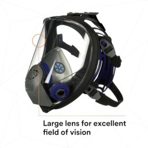 3M Ultimate FX Full Facepiece Reusable Respirator, FF-403, NIOSH, ANSI, Six-Strap Harness for a Secure Comfortable Fit, Cool Flow Valve, Passive Speaking Diaphragm, Large