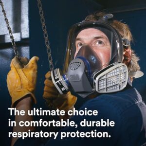 3M Ultimate FX Full Facepiece Reusable Respirator, FF-403, NIOSH, ANSI, Six-Strap Harness for a Secure Comfortable Fit, Cool Flow Valve, Passive Speaking Diaphragm, Large