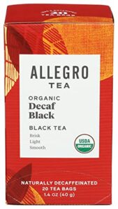 allegro tea, organic decaf black tea bags, 20 ct