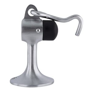 aluminum finish floor mounted heavy duty door stop with hook and holder