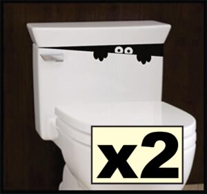 (2) sticker connection | toilet monster bathroom decal | sticker funny kids vinyl decal potty training halloween | 2"x12" (black)