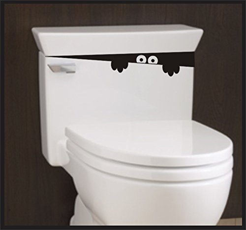 (2) Sticker Connection | Toilet Monster Bathroom Decal | Sticker Funny Kids Vinyl Decal Potty Training Halloween | 2"x12" (Black)