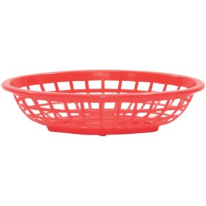 tablecraft red polyethylene 7-3/4" oval side order basket