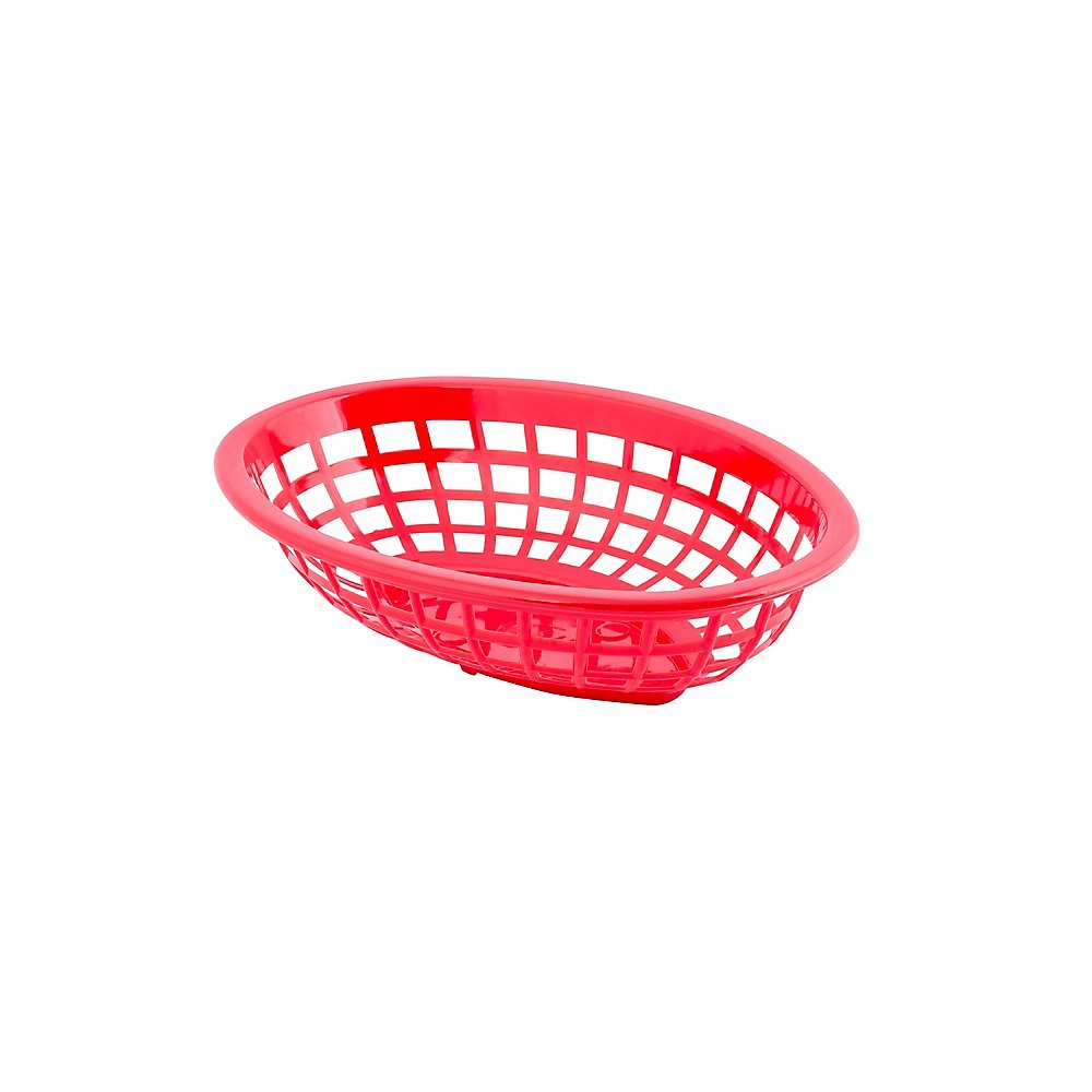 Tablecraft Red Polyethylene 7-3/4" Oval Side Order Basket