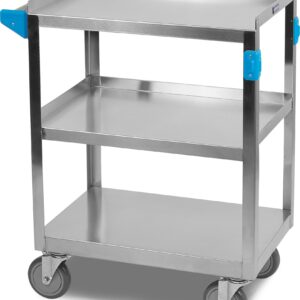 Carlisle FoodService Products Stainless Steel 3 Shelf Utility Cart, 15.5" x 24", Silver, 300 Pound Capacity