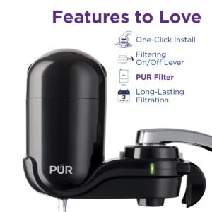 PUR Faucet Mount Water Filtration System, Black – Vertical Faucet Mount for Crisp, Refreshing Water, FM-2000B