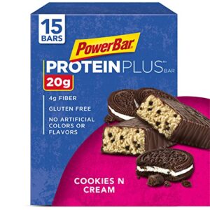 powerbar protein plus bar, cookies & cream, 2.12 ounce (15 count)