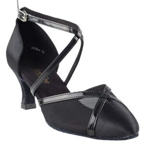 women's ballroom dance shoes tango wedding salsa dance shoes black satin & black mesh 9622eb comfortable - very fine 2.5" heel 7.5 m us [bundle of 5]