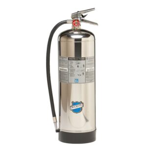 buckeye 50000 stainless steel water pressurized hand held fire extinguisher with wall hook, 2.5 gallon agent capacity, 7" diameter x 9" width x 24-1/2" height