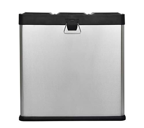 Step N' Sort The 16-Gal. 3-Compartment Stainless Steel Trash and Recycling Bin