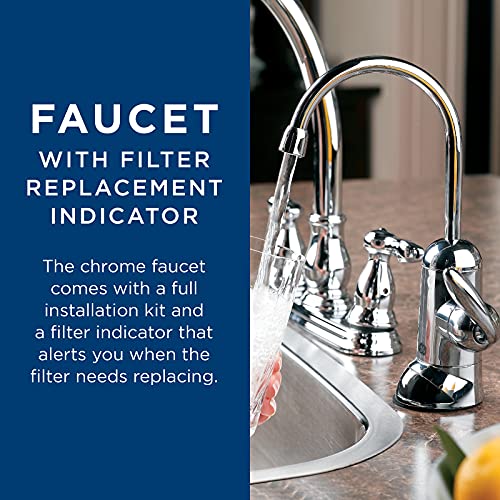 GE Reverse Osmosis System & Under Sink Water Filter | Faucet & Easy Install Kit Included | Premium Filtration Reduces Lead, Chlorine & More | Replace Filters Every 6 Months | GXRM10RBL