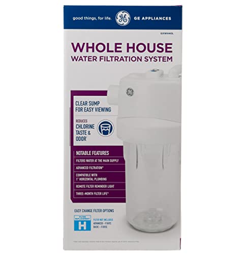 GE Whole House Water Filtration System | Reduces Sediment, Rust & More | Install Kit & Accessories Included | Filter Not Included | Replace Filters (FXHTC, FXHSC) Every 3 Months | GXWH40L