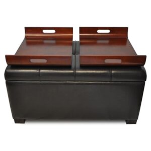 convenience concepts designs4comfort storage ottoman with trays, espresso faux leather